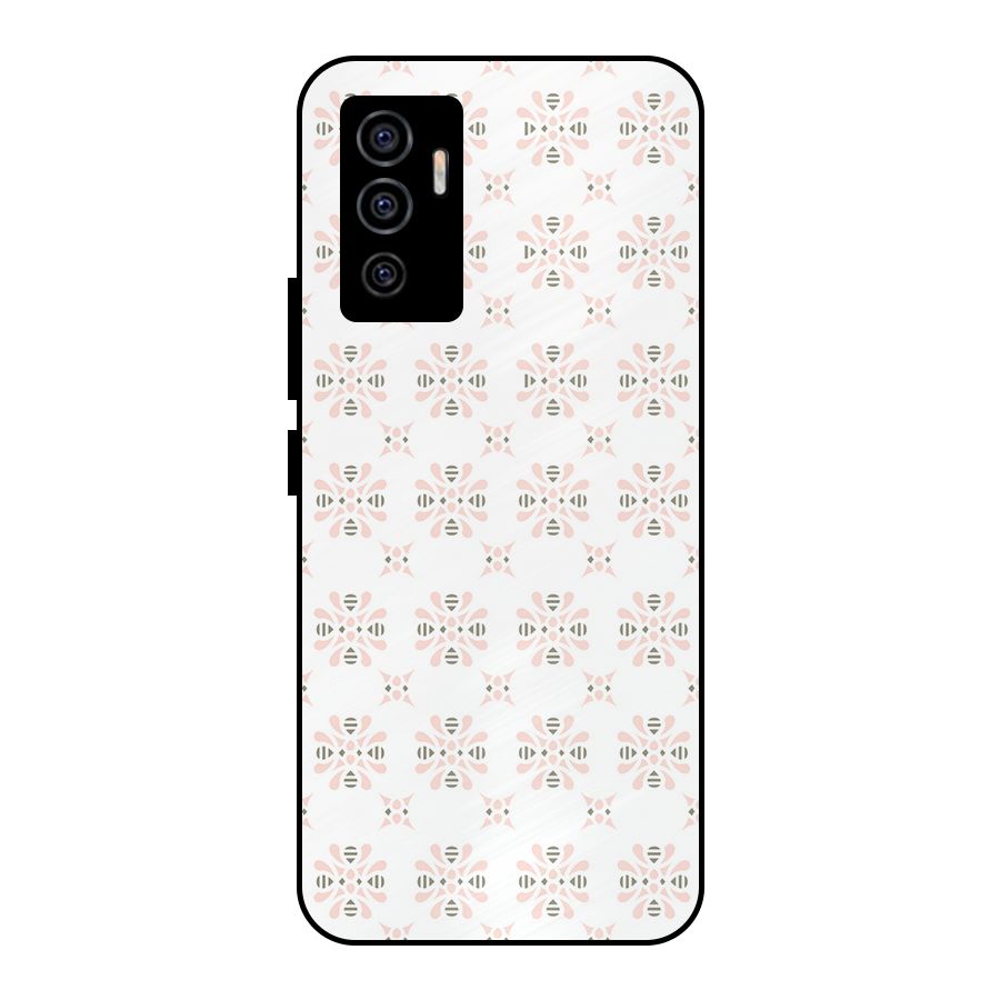 Pink Floral Pattern Metal Back Case for Vivo V23e
