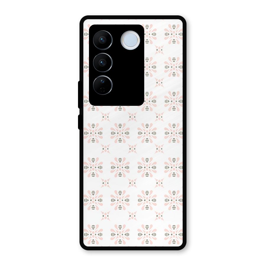 Pink Floral Pattern Metal Back Case for Vivo V27