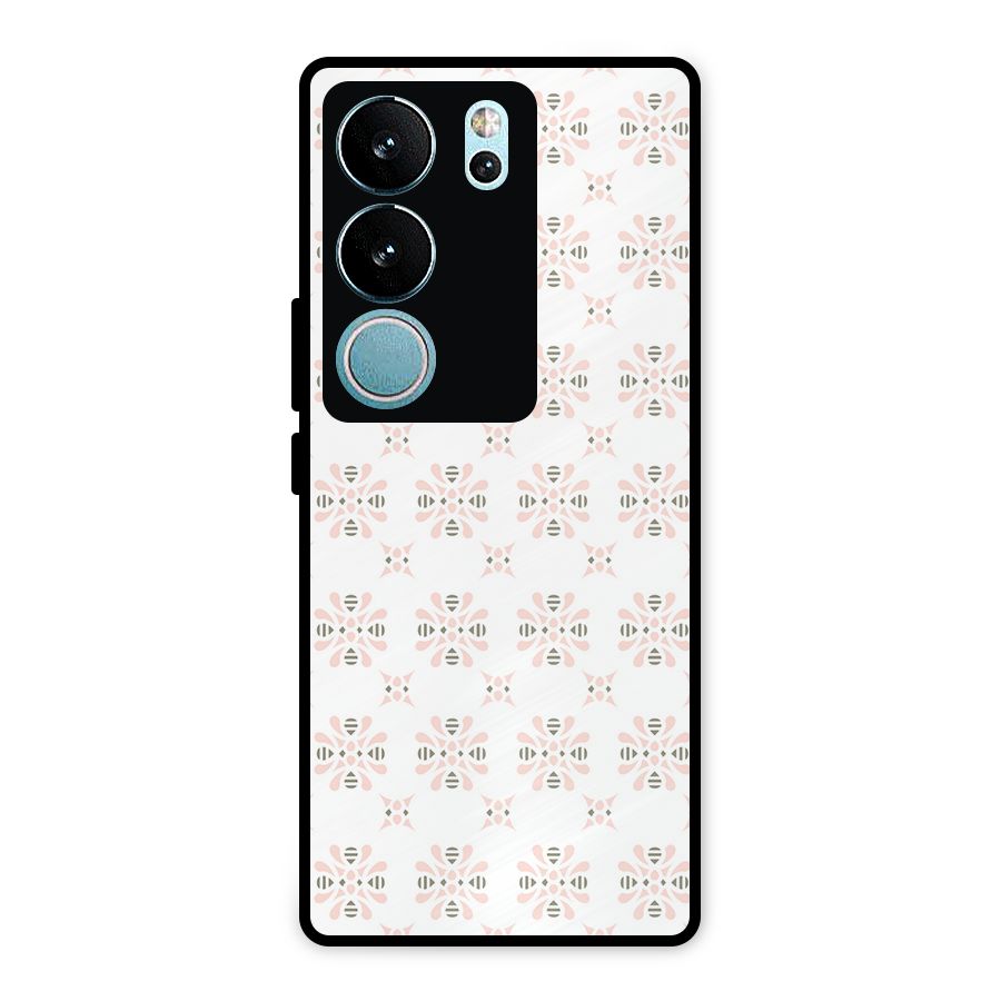 Pink Floral Pattern Metal Back Case for Vivo V29
