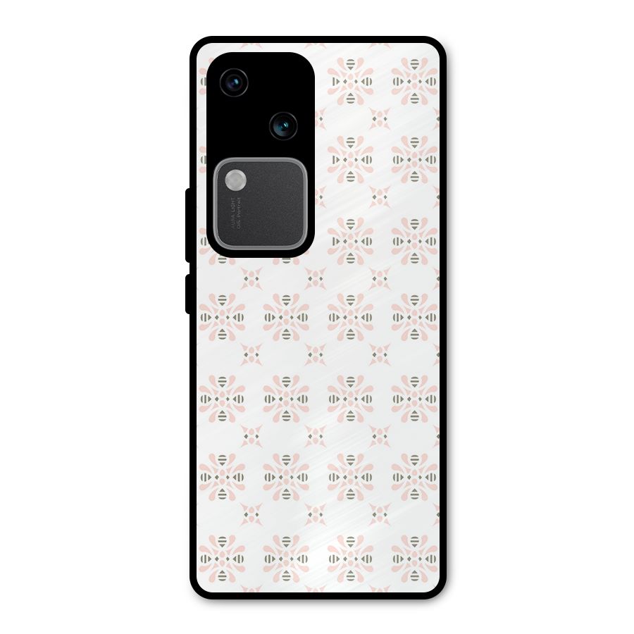 Pink Floral Pattern Metal Back Case for Vivo V30