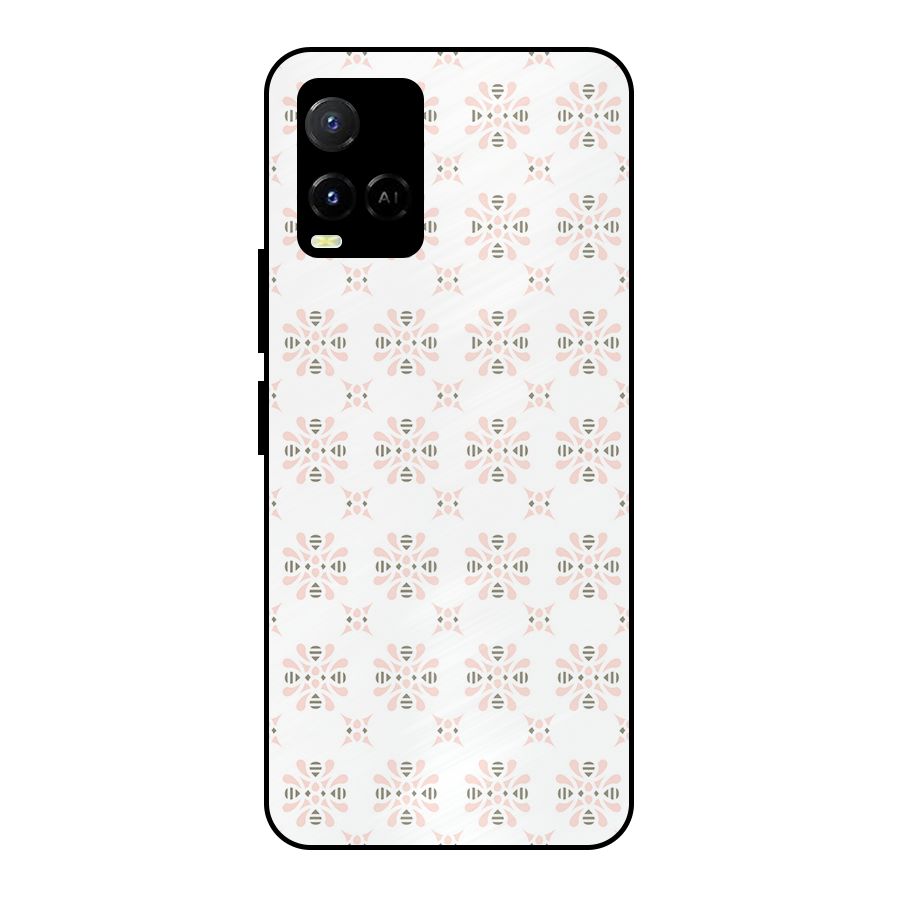 Pink Floral Pattern Metal Back Case for Vivo Y21G