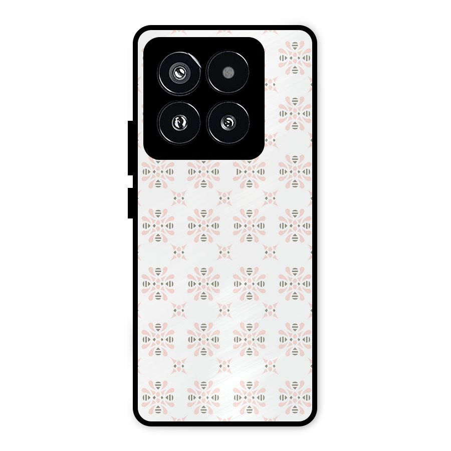 Pink Floral Pattern Metal Back Case for Xiaomi 14 Pro