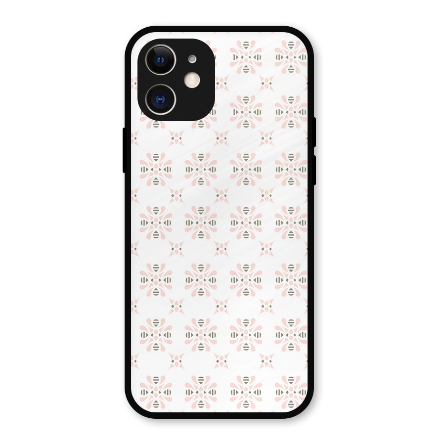 Pink Floral Pattern Metal Back Case for iPhone 12