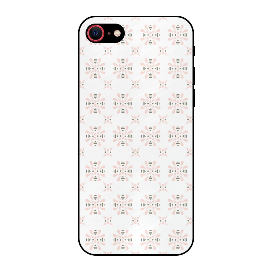 Pink Floral Pattern Metal Back Case for iPhone 7