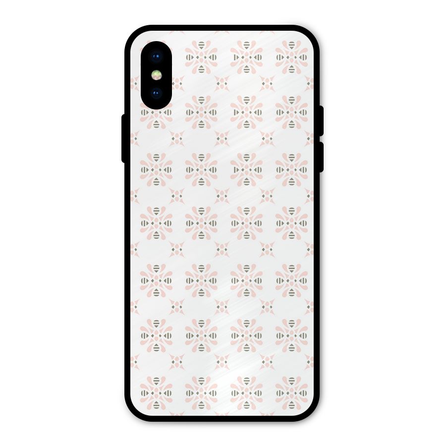 Pink Floral Pattern Metal Back Case for iPhone X