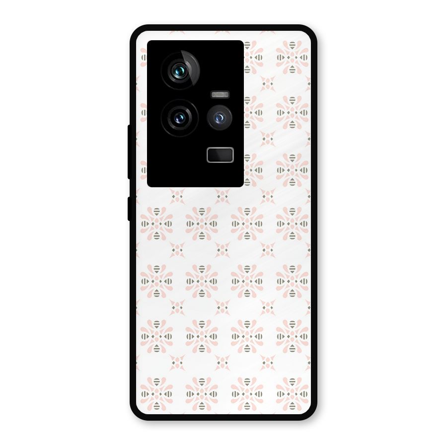 Pink Floral Pattern Metal Back Case for iQOO 11 5G