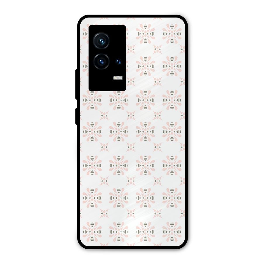 Pink Floral Pattern Metal Back Case for iQOO 9 5G
