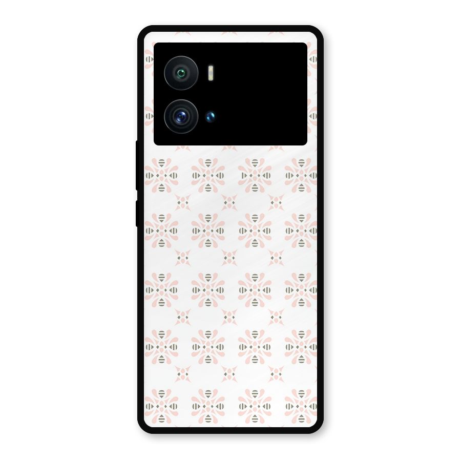 Pink Floral Pattern Metal Back Case for iQOO 9 Pro