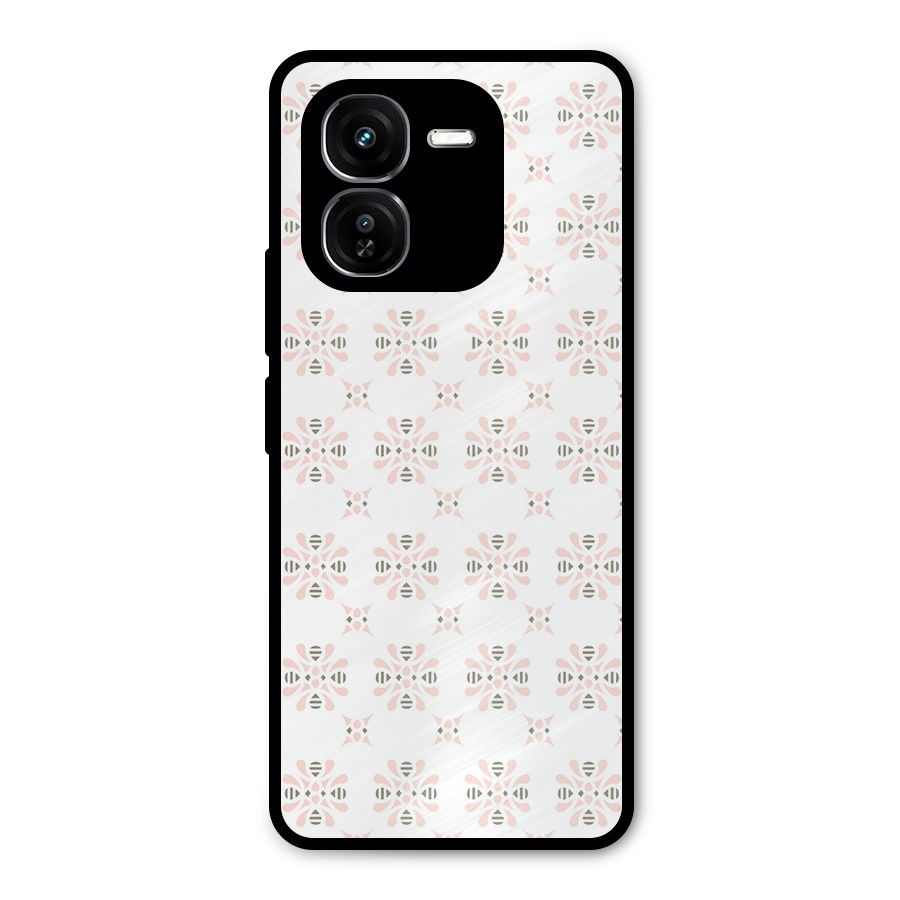 Pink Floral Pattern Metal Back Case for iQOO Z9x