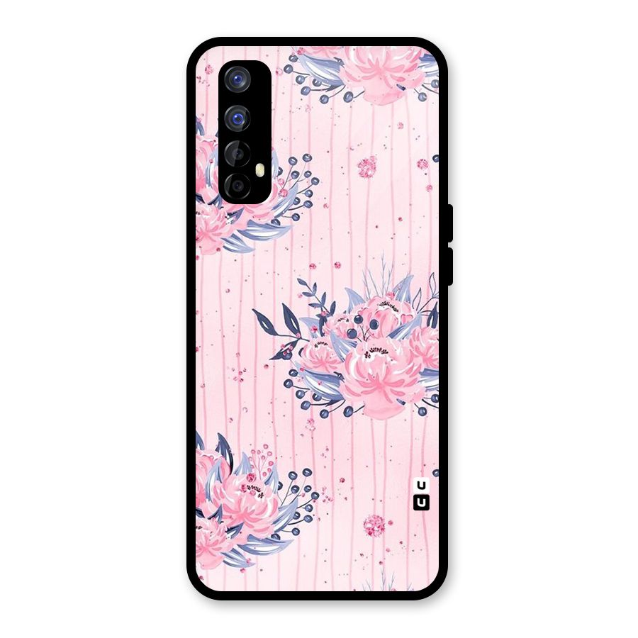 Pink Floral and Stripes Glass Back Case for Realme Narzo 20 Pro