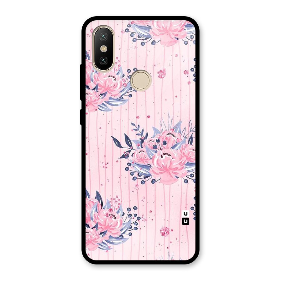 Pink Floral and Stripes Glass Back Case for Redmi A2