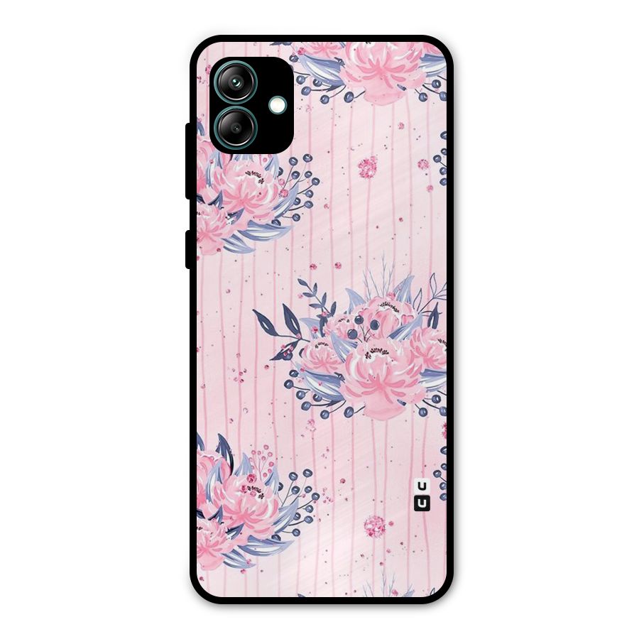 Pink Floral and Stripes Metal Back Case for Galaxy A04