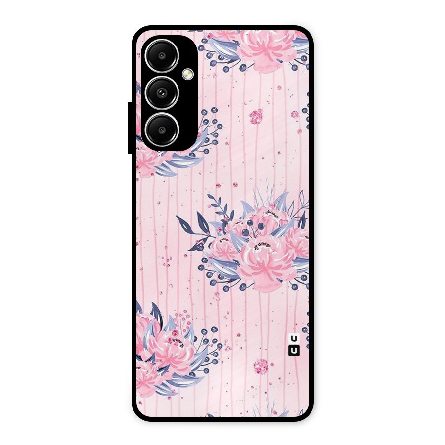 Pink Floral and Stripes Metal Back Case for Galaxy A05s