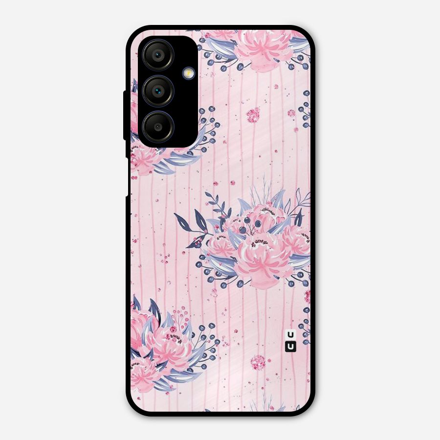 Pink Floral and Stripes Metal Back Case for Galaxy A15 5G