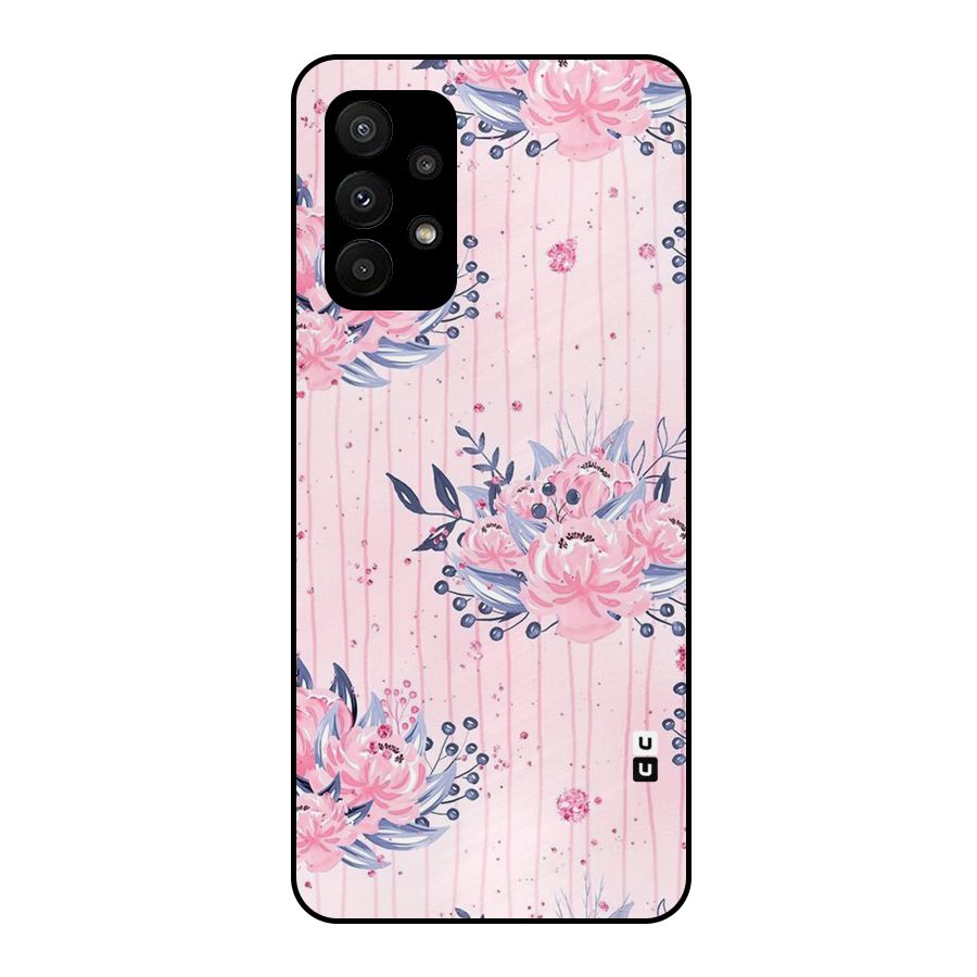 Pink Floral and Stripes Metal Back Case for Galaxy A23