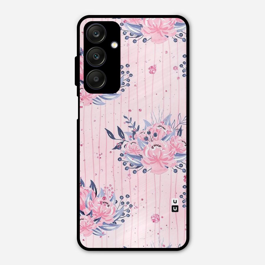 Pink Floral and Stripes Metal Back Case for Galaxy A25 5G