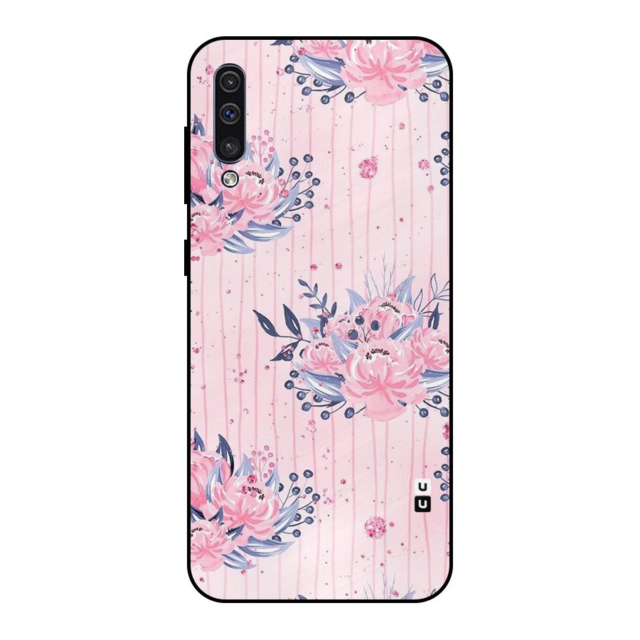 Pink Floral and Stripes Metal Back Case for Galaxy A50s