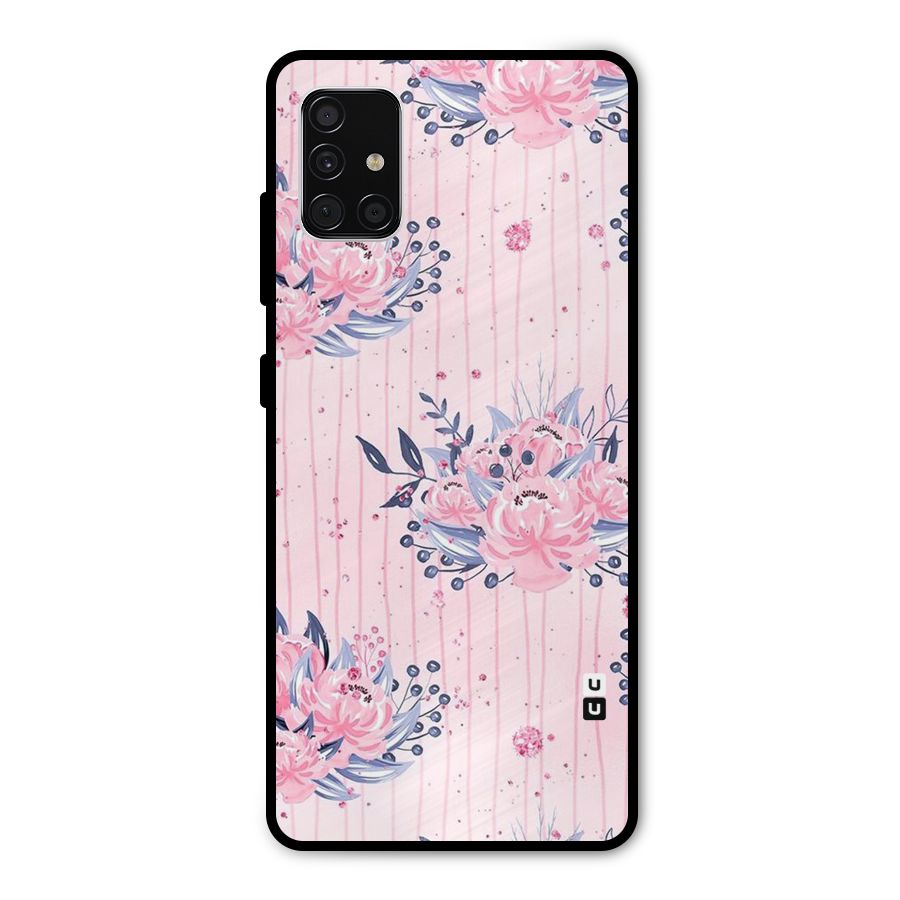 Pink Floral and Stripes Metal Back Case for Galaxy A51