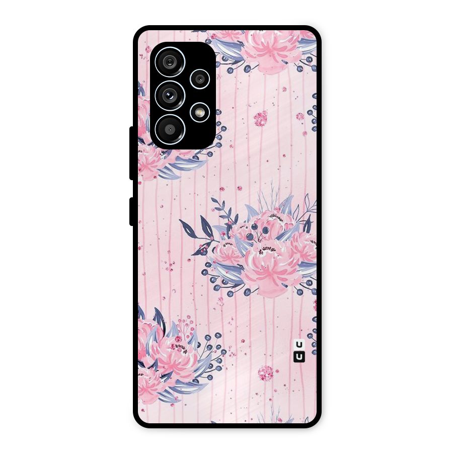 Pink Floral and Stripes Metal Back Case for Galaxy A53 5G