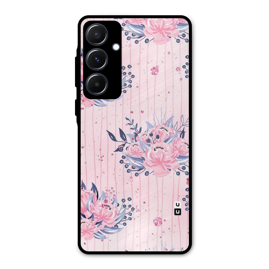 Pink Floral and Stripes Metal Back Case for Galaxy A55