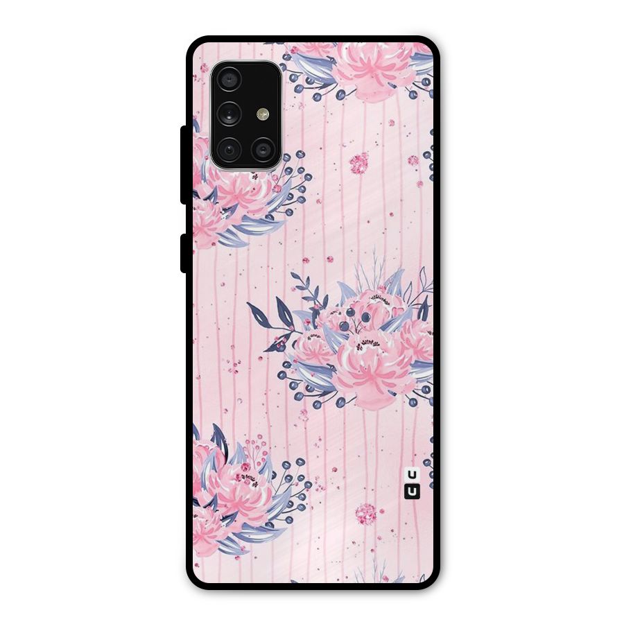 Pink Floral and Stripes Metal Back Case for Galaxy A71