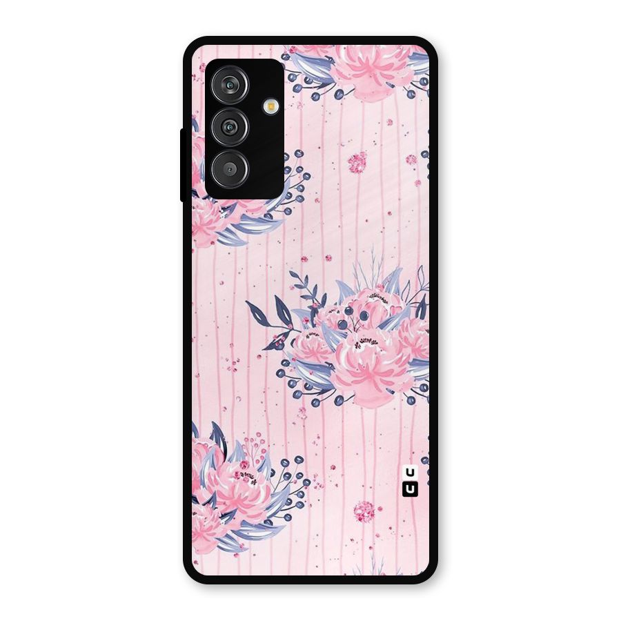 Pink Floral and Stripes Metal Back Case for Galaxy F13