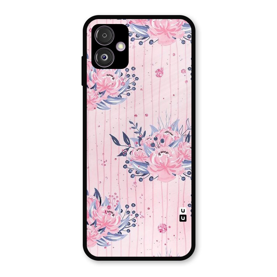 Pink Floral and Stripes Metal Back Case for Galaxy F14