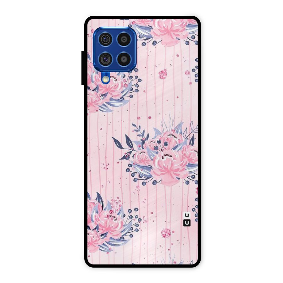 Pink Floral and Stripes Metal Back Case for Galaxy F62