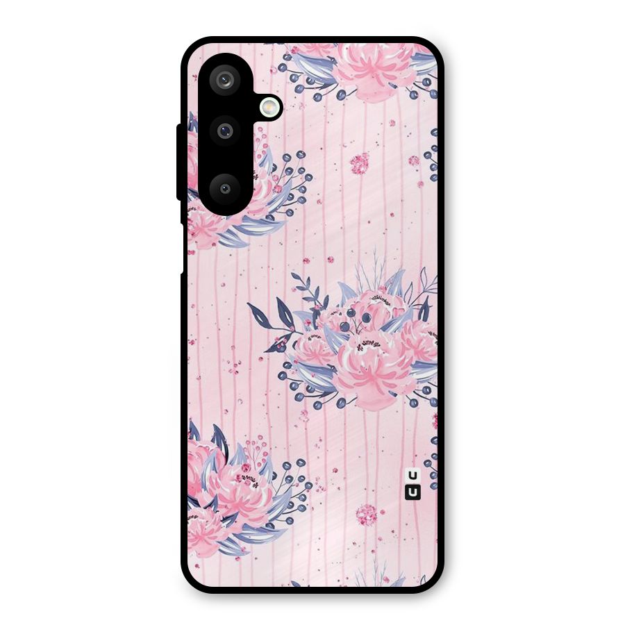 Pink Floral and Stripes Metal Back Case for Galaxy M16