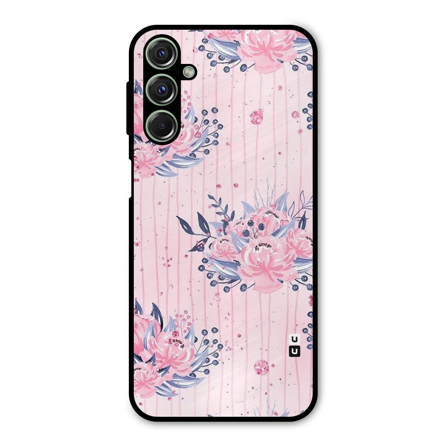 Pink Floral and Stripes Metal Back Case for Galaxy M34