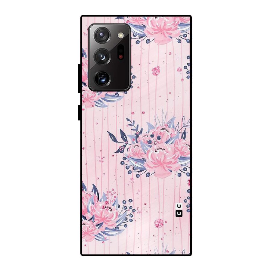 Pink Floral and Stripes Metal Back Case for Galaxy Note 20 Ultra