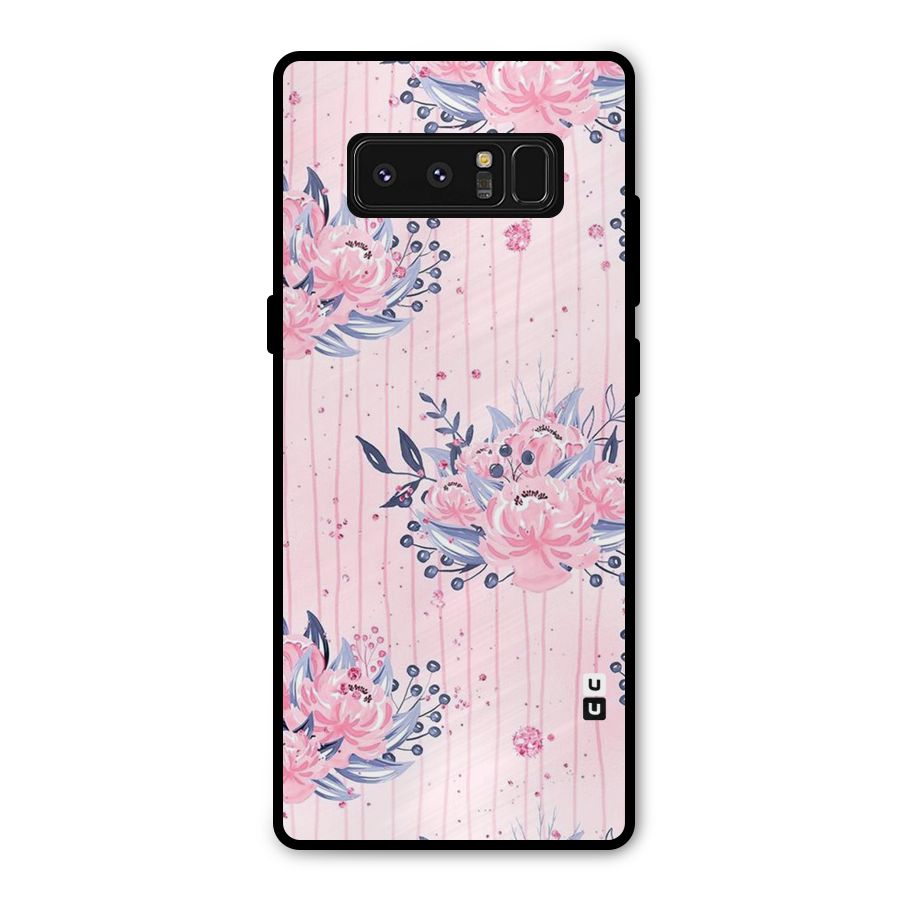 Pink Floral and Stripes Metal Back Case for Galaxy Note 8