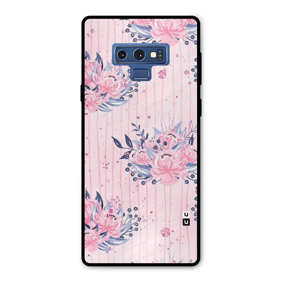 Pink Floral and Stripes Metal Back Case for Galaxy Note 9