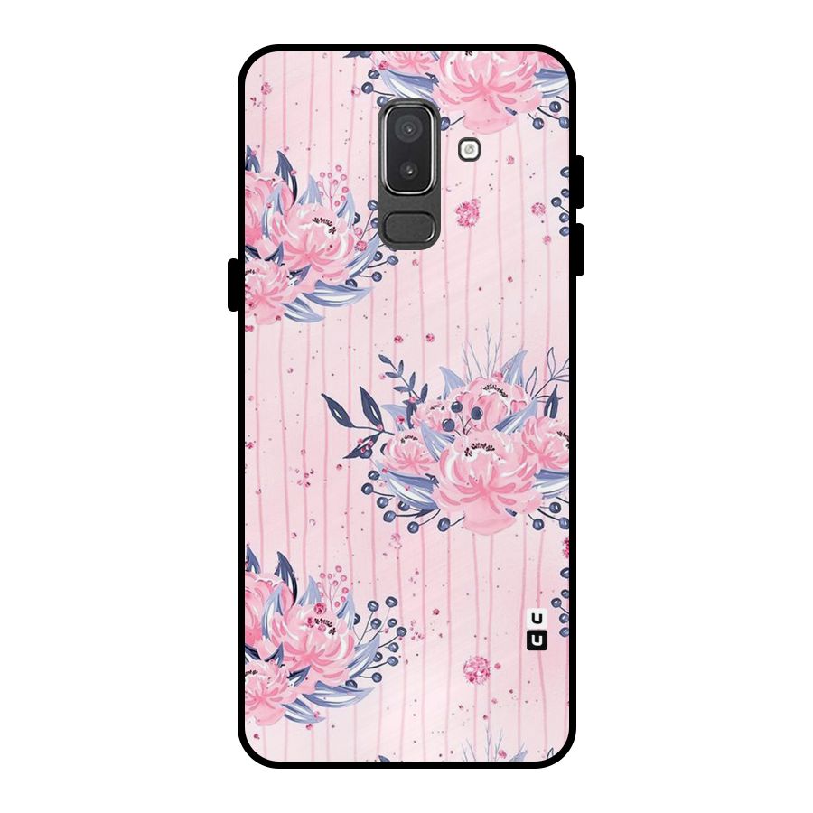 Pink Floral and Stripes Metal Back Case for Galaxy On8 (2018)