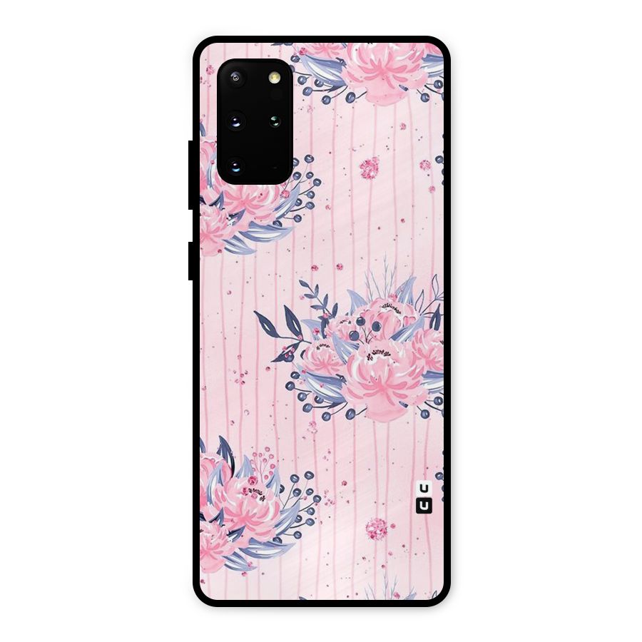 Pink Floral and Stripes Metal Back Case for Galaxy S20 Plus