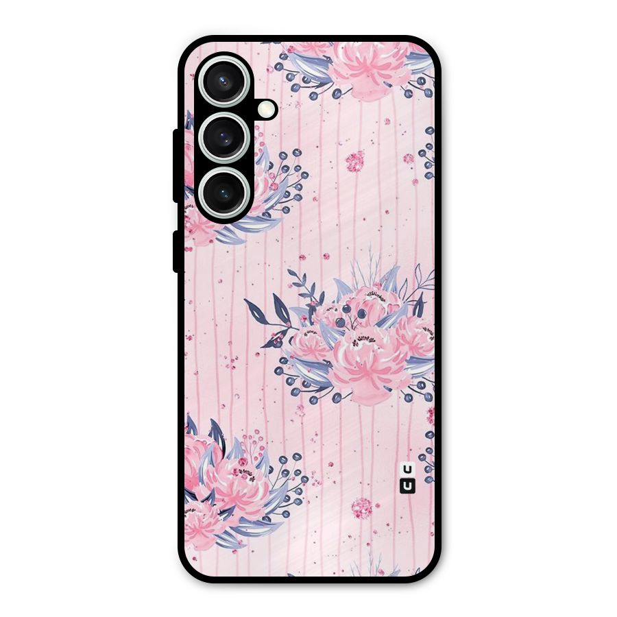 Pink Floral and Stripes Metal Back Case for Galaxy S23 FE