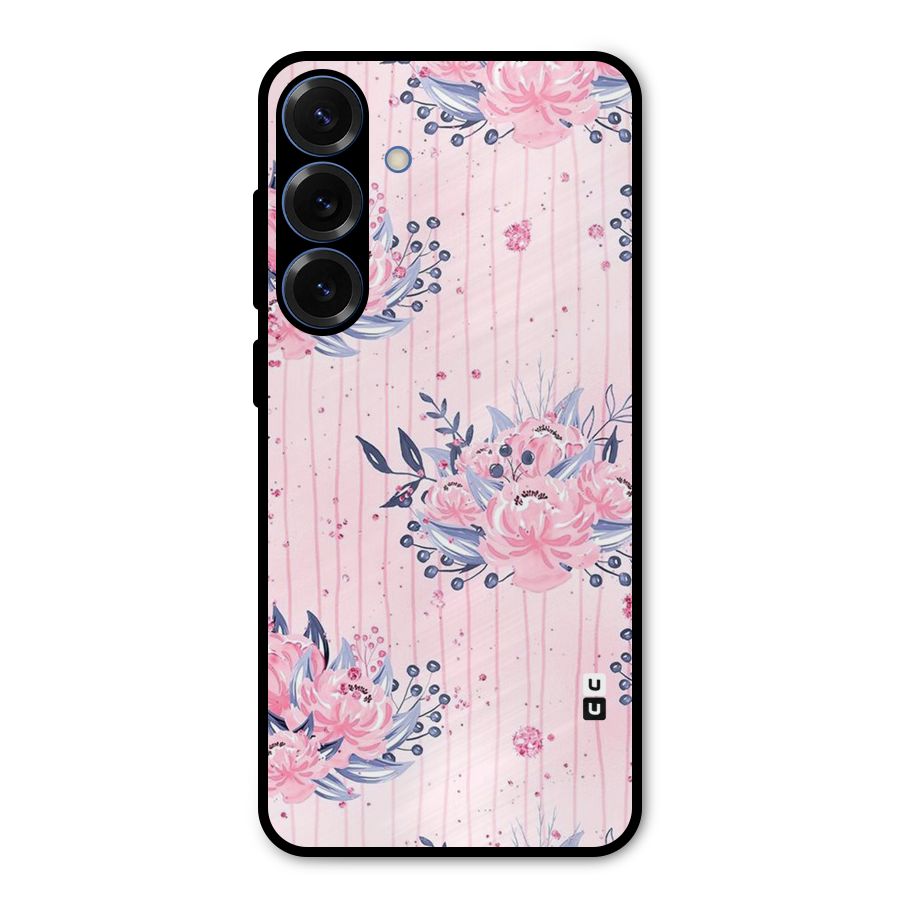 Pink Floral and Stripes Metal Back Case for Galaxy S25 Plus