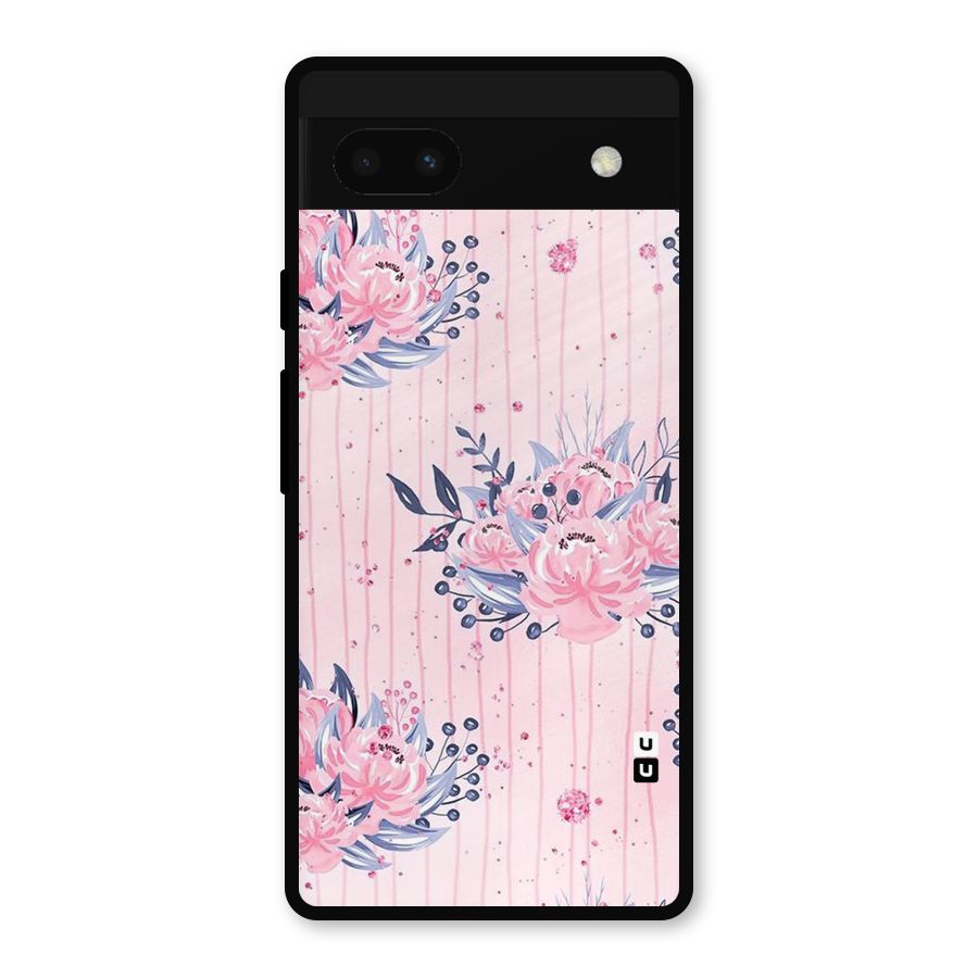 Pink Floral and Stripes Metal Back Case for Google Pixel 6a