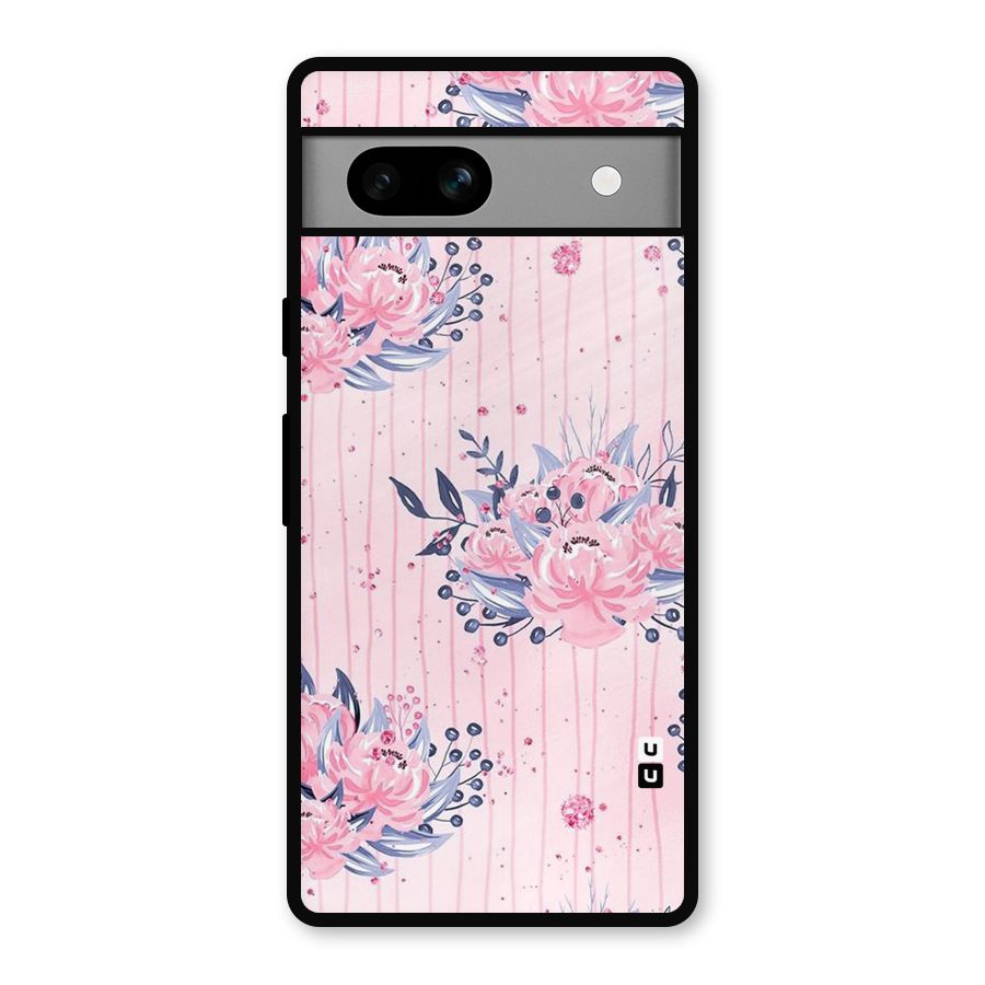 Pink Floral and Stripes Metal Back Case for Google Pixel 7a