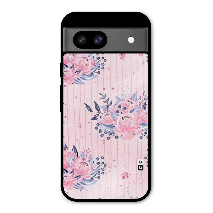 Pink Floral and Stripes Metal Back Case for Google Pixel 8a