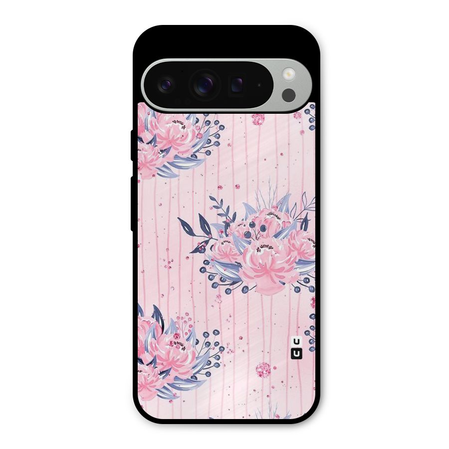 Pink Floral and Stripes Metal Back Case for Google Pixel 9 Pro XL
