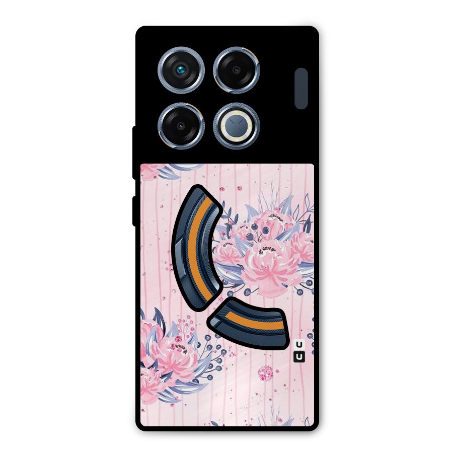 Pink Floral and Stripes Metal Back Case for Infinix GT 20 Pro