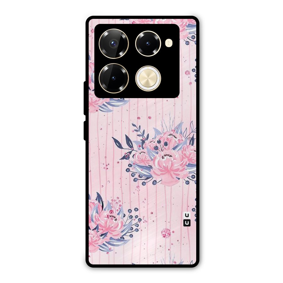 Pink Floral and Stripes Metal Back Case for Infinix Note 40 Pro