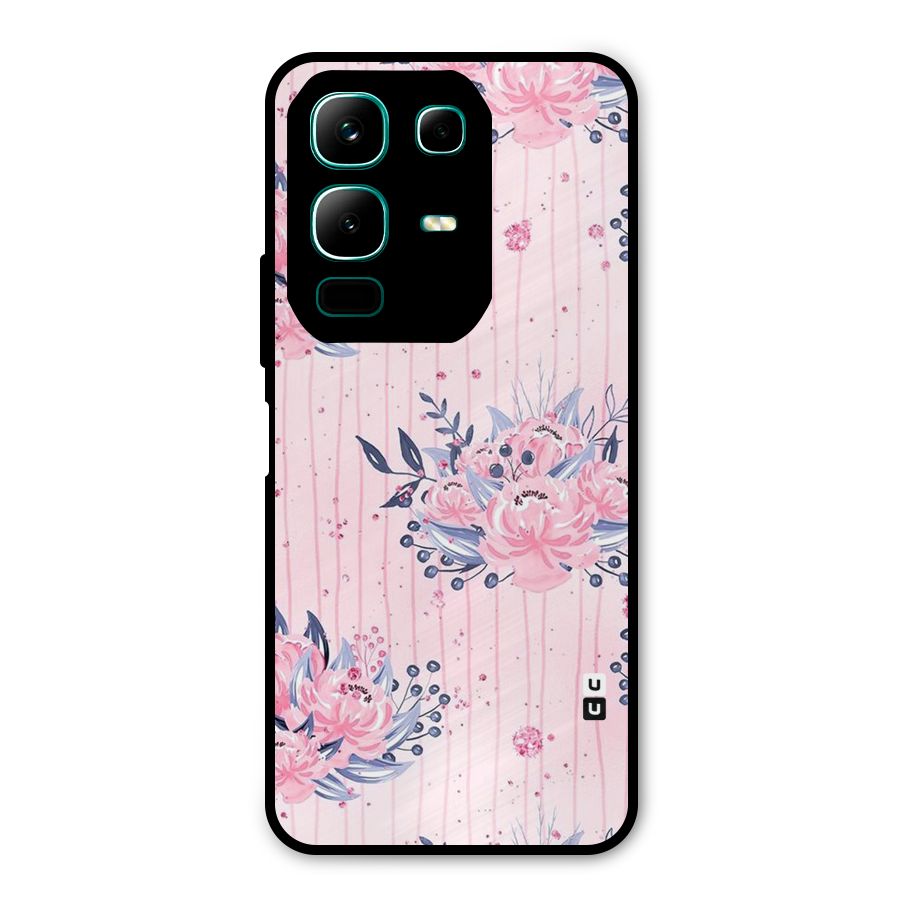 Pink Floral and Stripes Metal Back Case for Infinix Note 50x