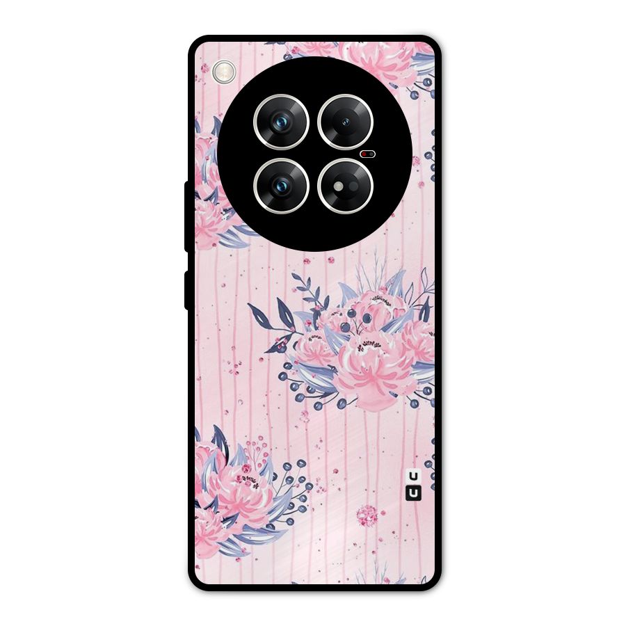 Pink Floral and Stripes Metal Back Case for Infinix Zero 40 5G