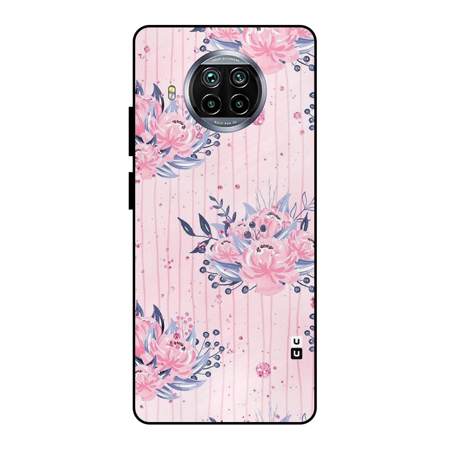 Pink Floral and Stripes Metal Back Case for Mi 10i