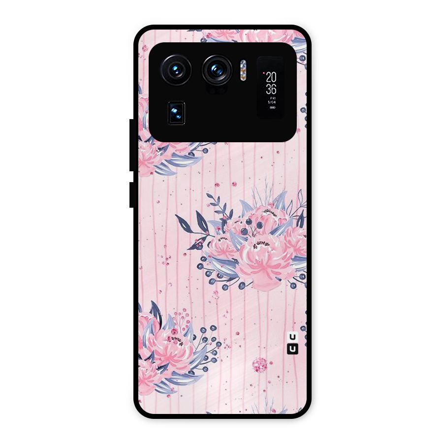 Pink Floral and Stripes Metal Back Case for Mi 11 Ultra