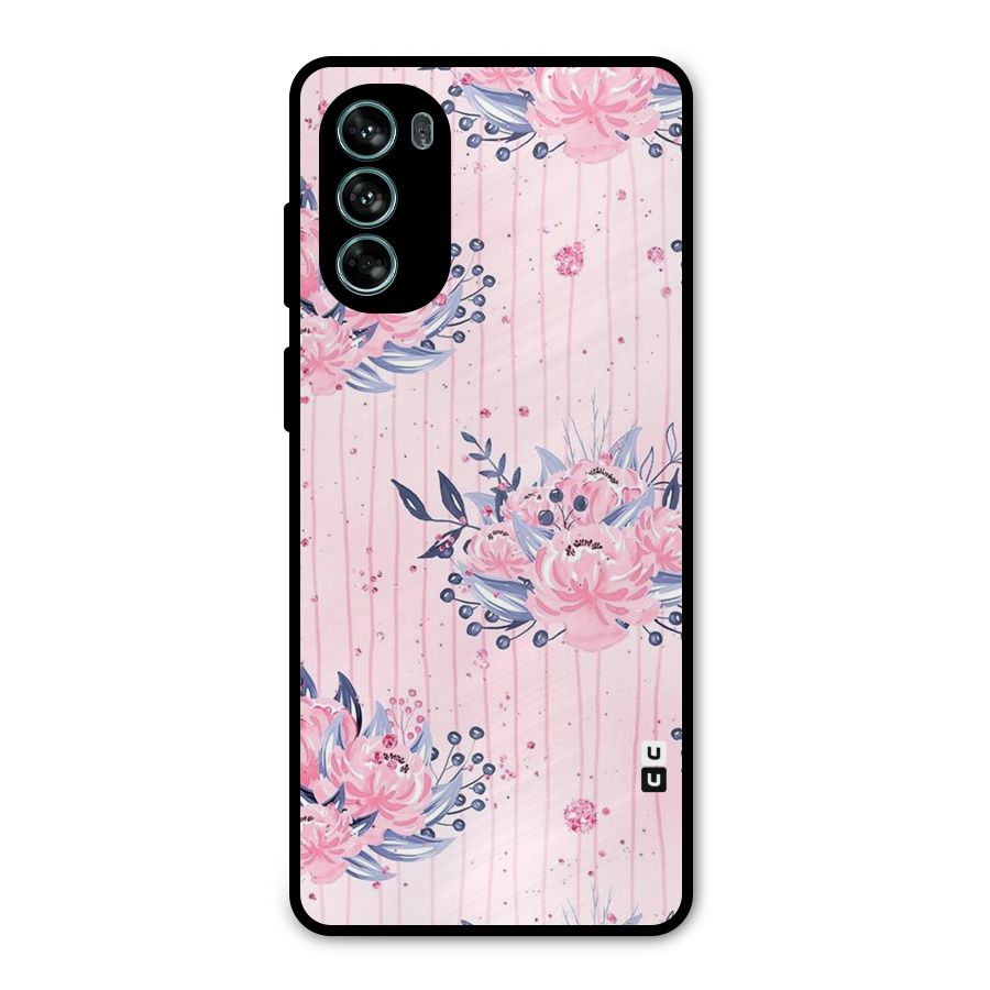 Pink Floral and Stripes Metal Back Case for Moto G62