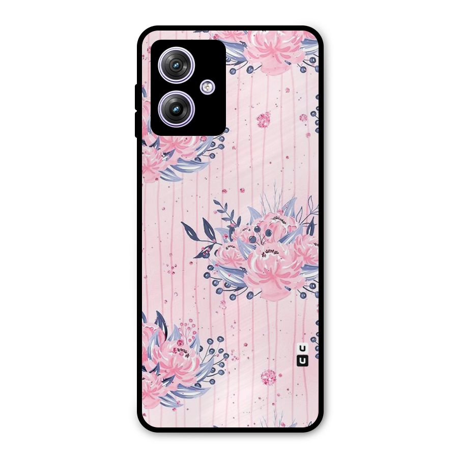 Pink Floral and Stripes Metal Back Case for Moto G64