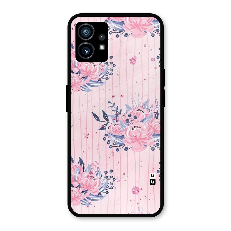 Pink Floral and Stripes Metal Back Case for Nothing Phone 1